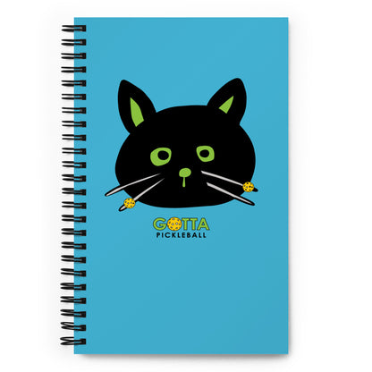 Spiral notebook: Black Cat with Pickleball Whiskers