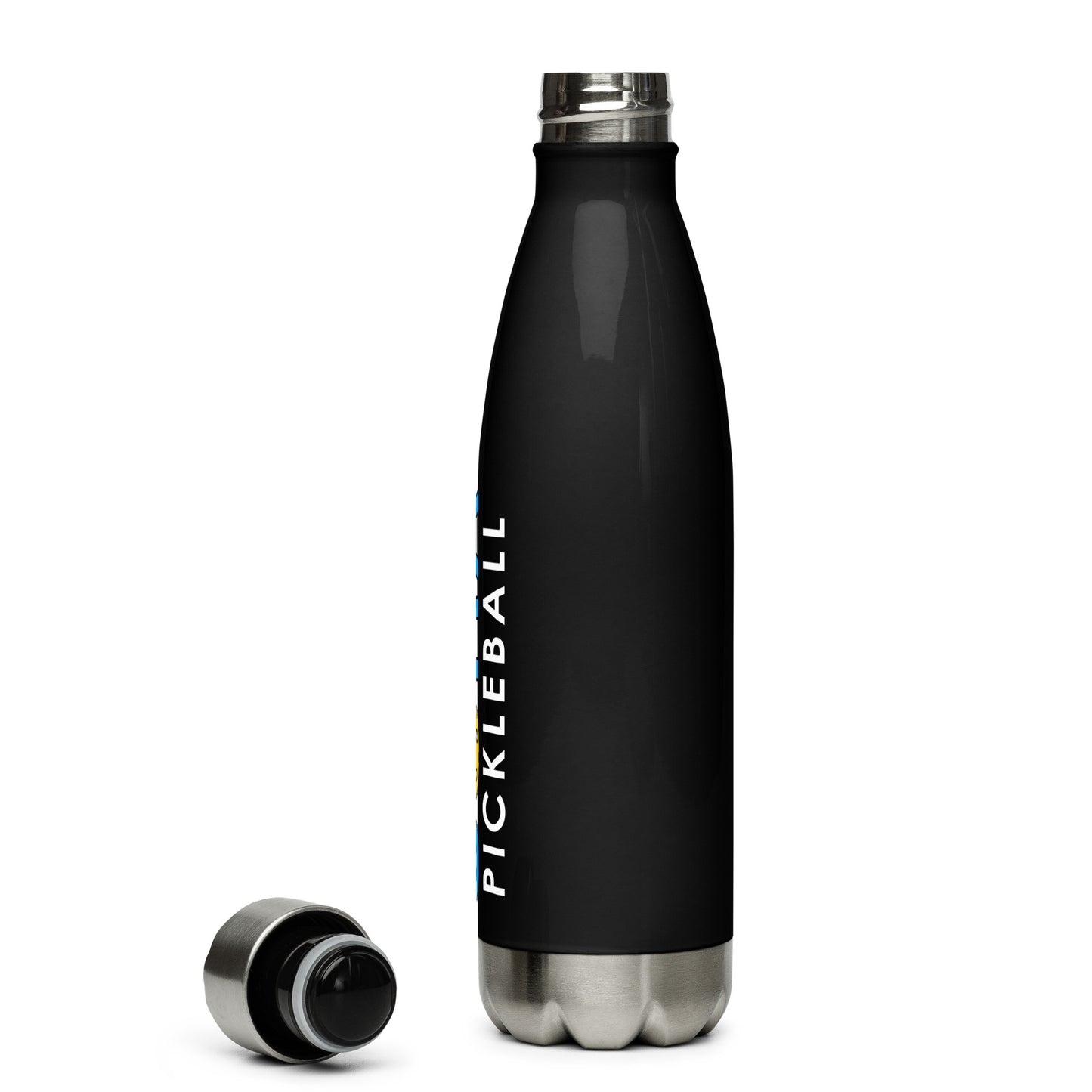 Stainless Steel Water Bottle: Gotta Pickleball Logo Blue on Black Bottle