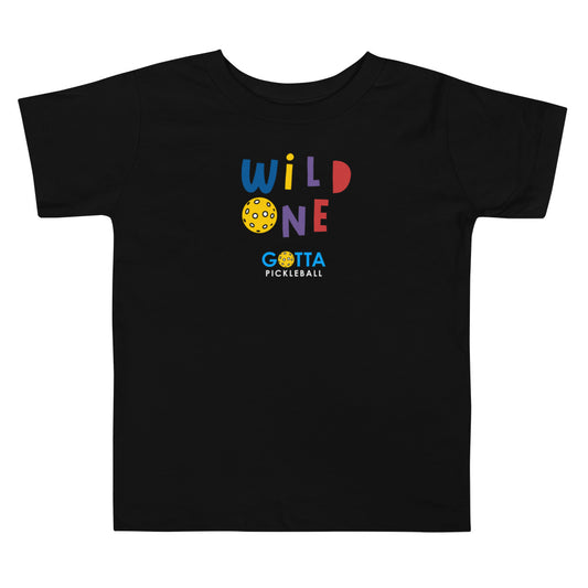 Toddler T-Shirt Cotton: Wild One with Pickleball (black)