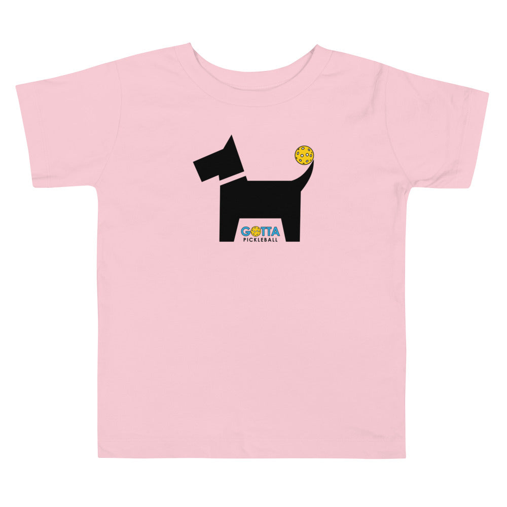 Toddler T-Shirt Cotton: Dog with Pickleball Tail (more colors)