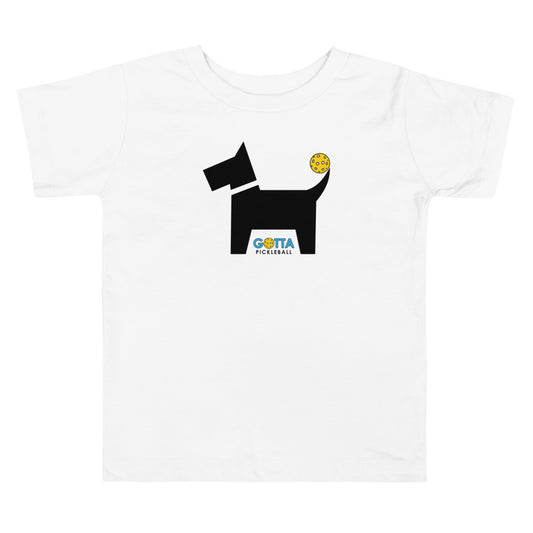 Toddler T-Shirt Cotton: Dog with Pickleball Tail (more colors)