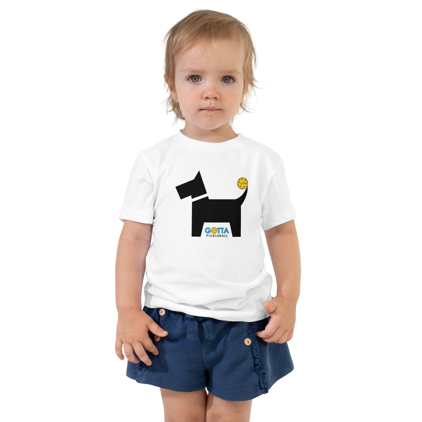 Toddler T-Shirt Cotton: Dog with Pickleball Tail (more colors)