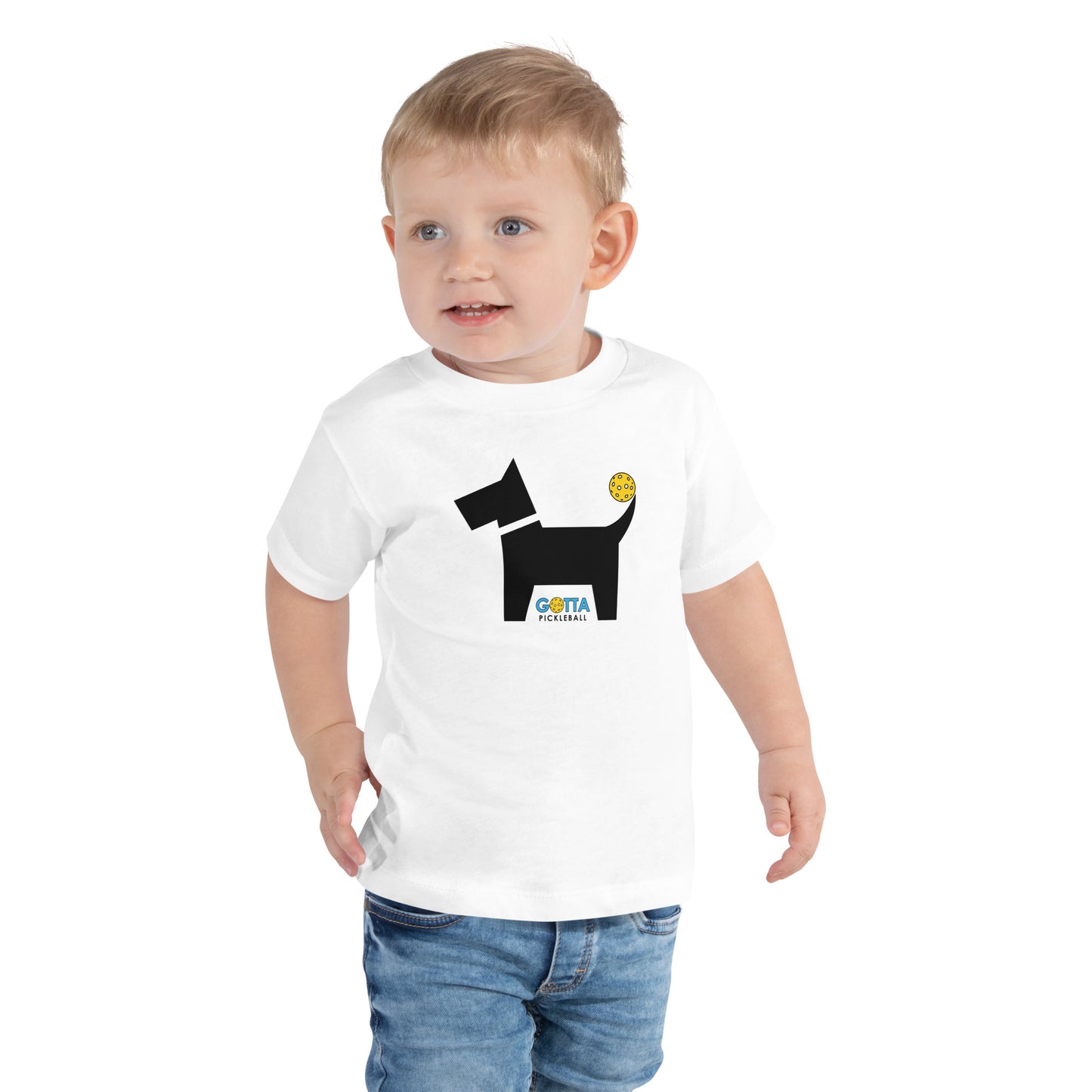 Toddler T-Shirt Cotton: Dog with Pickleball Tail (more colors)