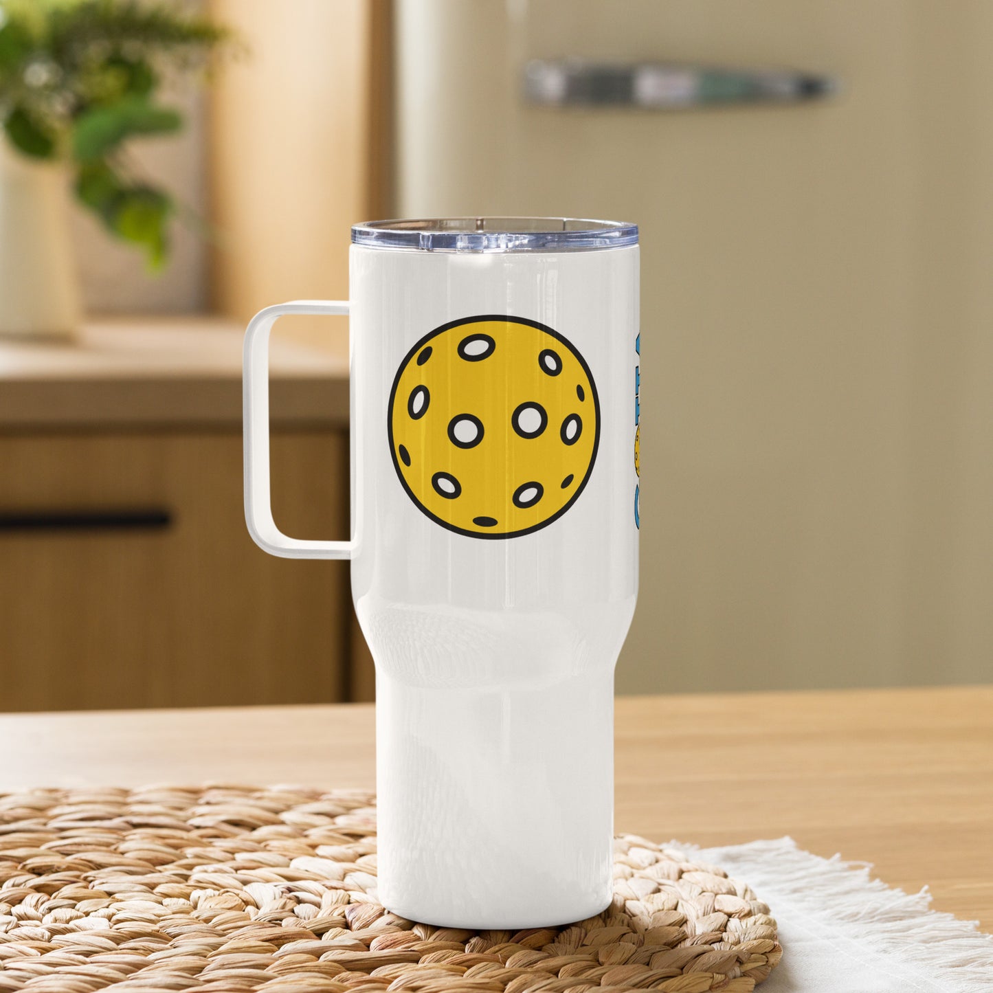Travel mug with handle: Pickleball with Gotta Pickleball Logo