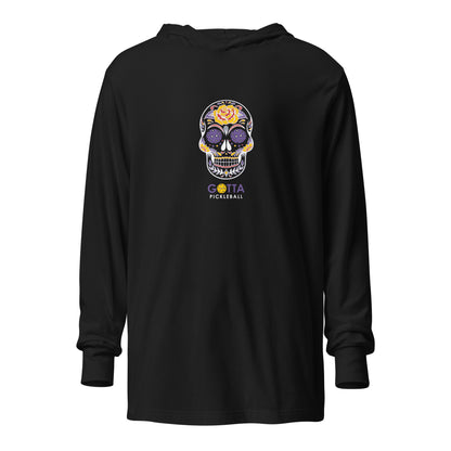 Hooded Long Sleeve Tee Unisex: DAY OF THE DEAD PICKLEBALL EYES (more colors)