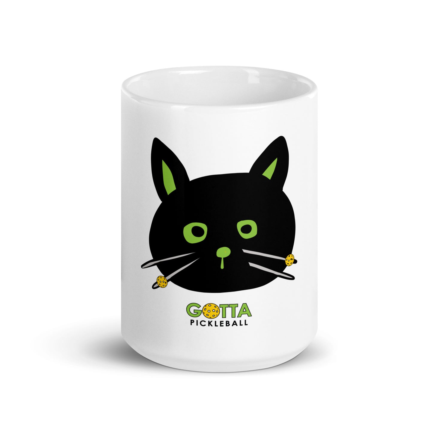 MUG: Cat Black Pickleball Whiskers (more sizes)