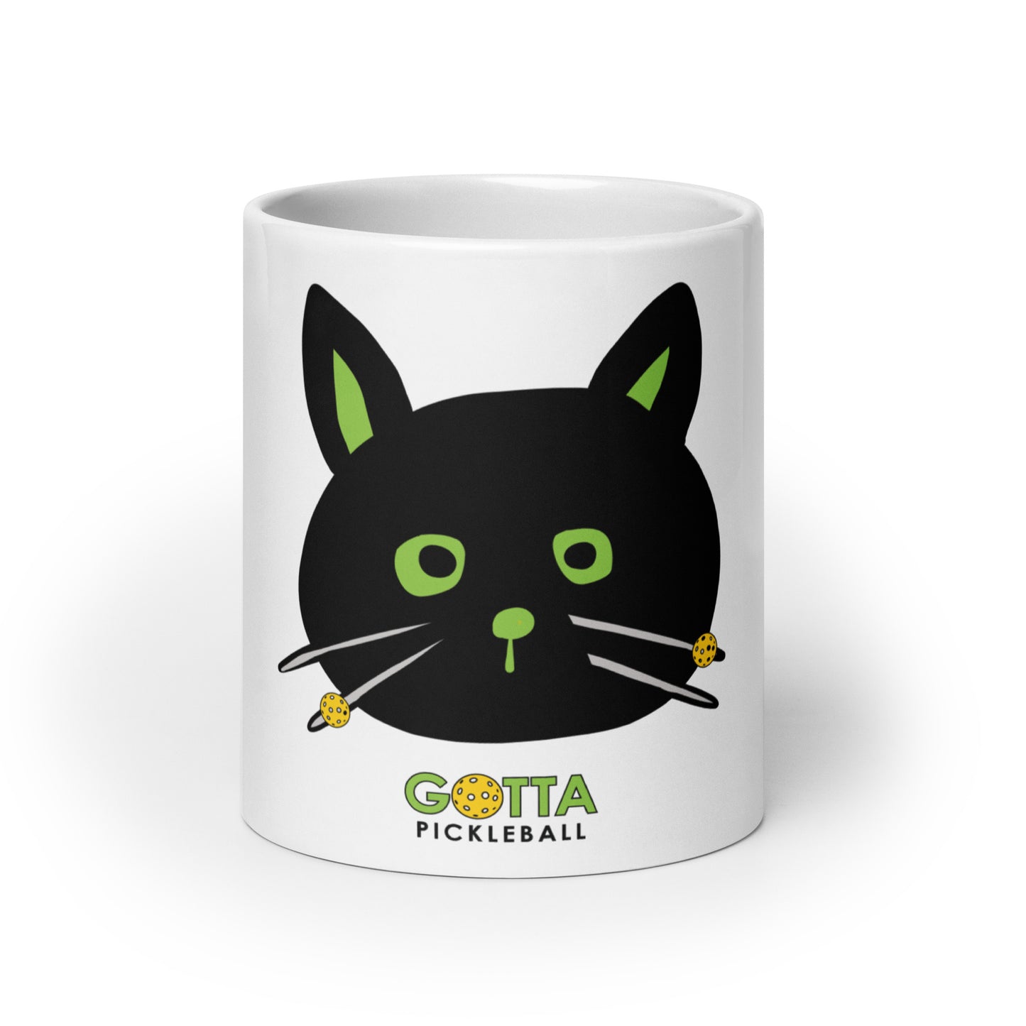 MUG: Cat Black Pickleball Whiskers (more sizes)