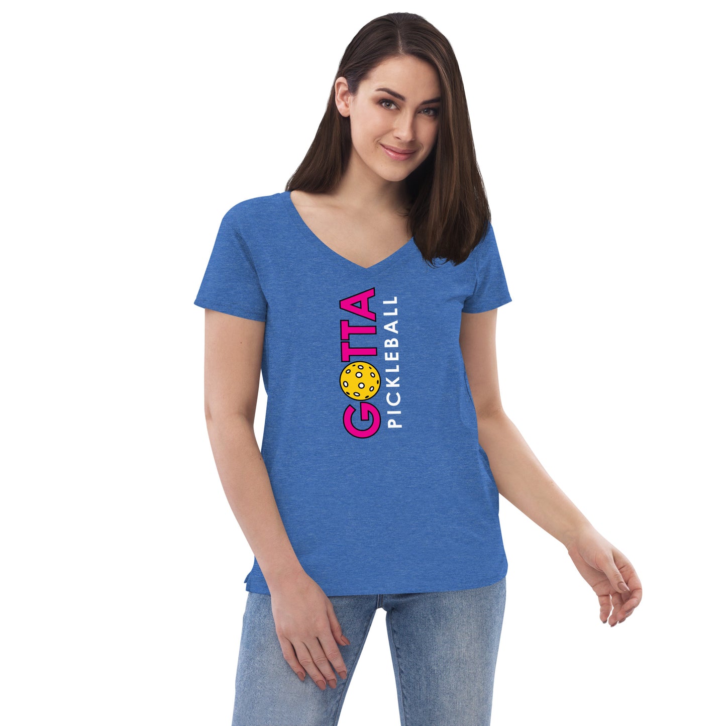 Women's V-Neck: Gotta Pickleball Pink Vertical Logo (more colors)