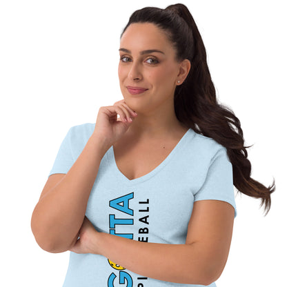 Women's V-Neck: Gotta Pickleball Blue Vertical Logo (more colors)