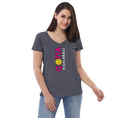 Women's V-Neck: Gotta Pickleball Pink Vertical Logo (more colors)