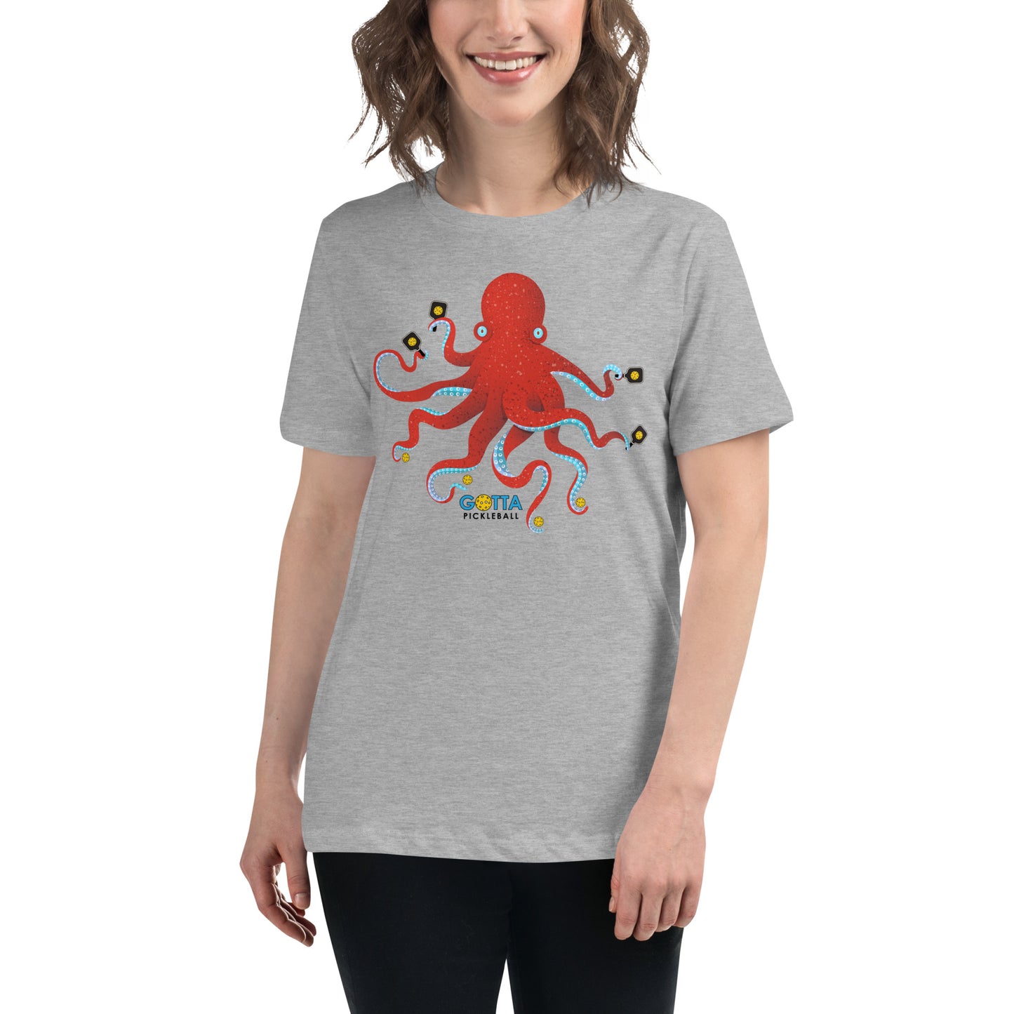 Women's T-Shirt Relaxed: Octopus PIckleball Paddles (more colors)