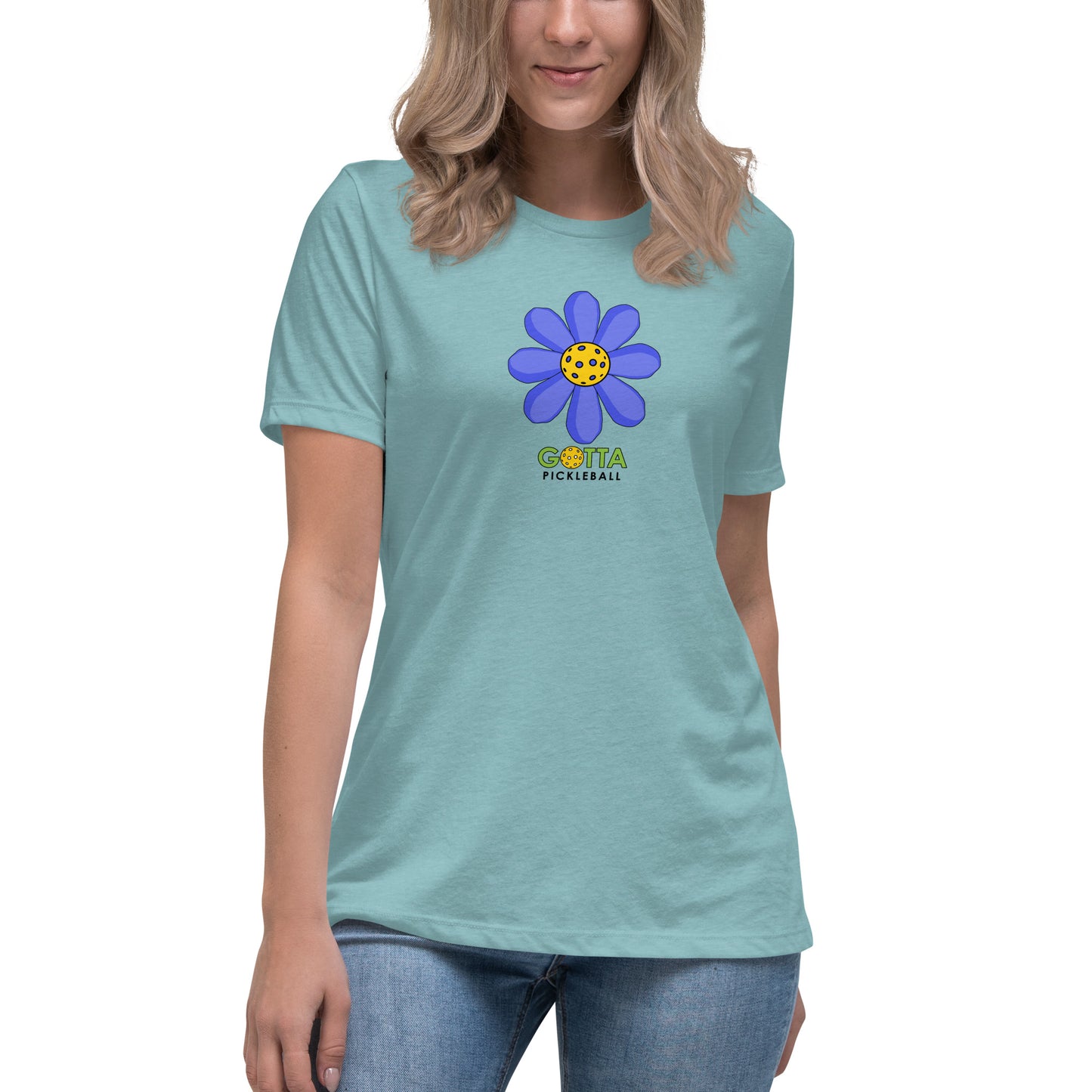 Women's T-Shirt Relaxed: Pickleball Flower Blue (more colors)