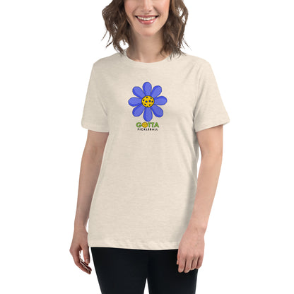 Women's T-Shirt Relaxed: Pickleball Flower Blue (more colors)