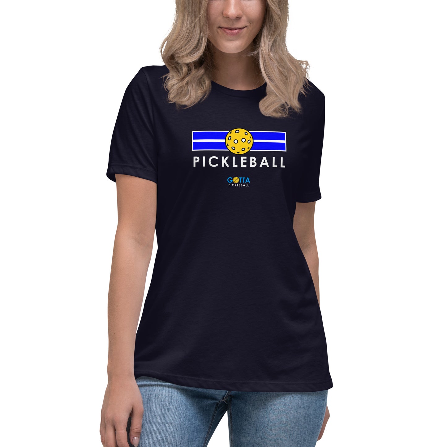 Women's T-Shirt Relaxed: Pickleball Blue Court (more colors)