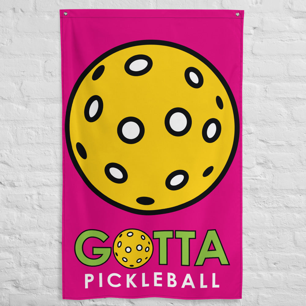 Banner/Flag: PICKLEBALL WITH GOTTA PICKLEBALL LOGO MEDIUM VIOLET DEEP PINK