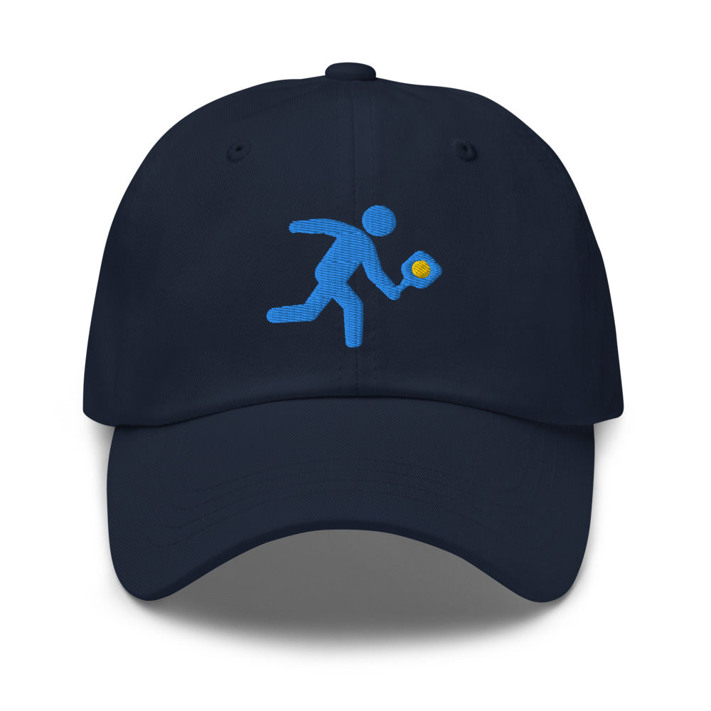 Cotton Twill Classic Cap: Embroidered Hat Blue Pickleball Mascot Ozzie (more colors)