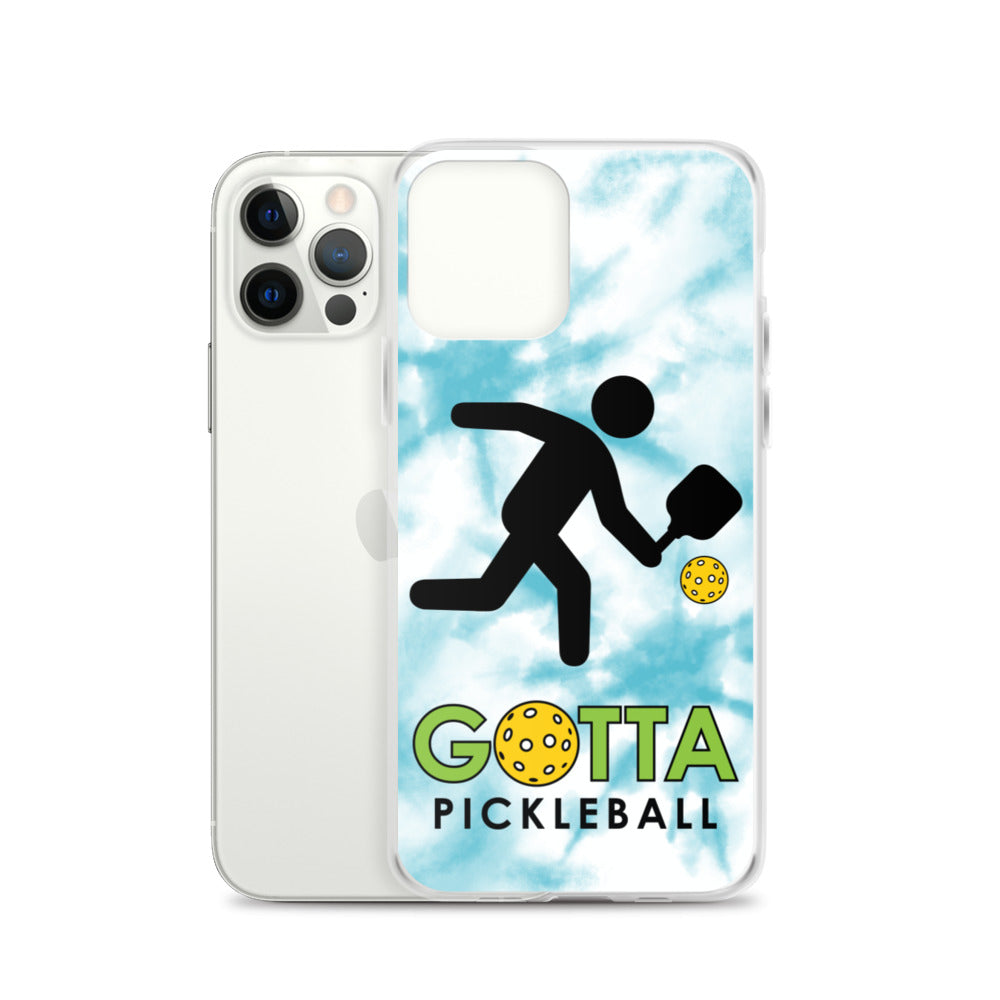 iPhone Case: GOTTA PICKLEBALL WITH OUR MASCOT OZZIE TIE DYE LIGHT BLUE