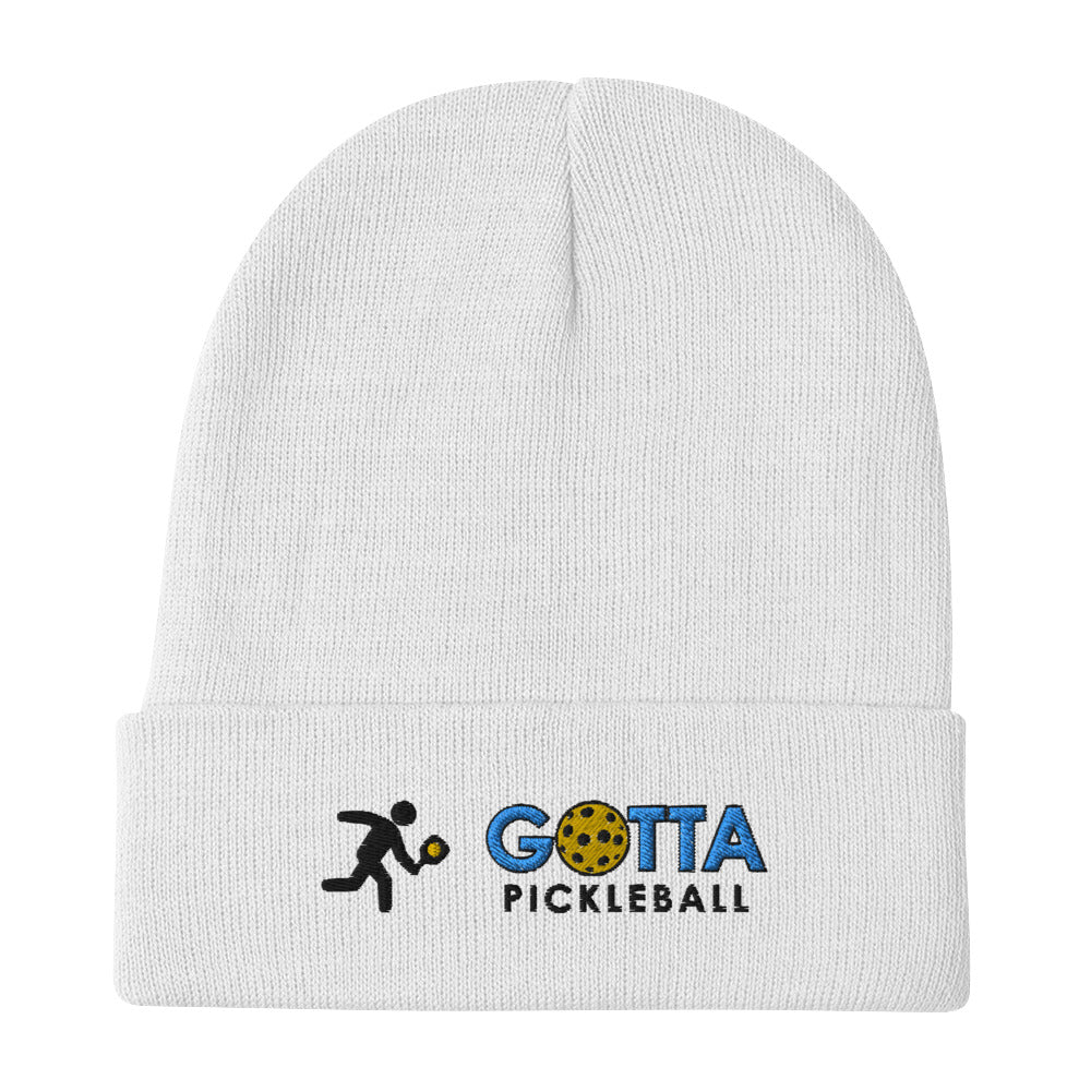 pickleball beanie knit hat with embroidered pickleball player and gotta pickleball