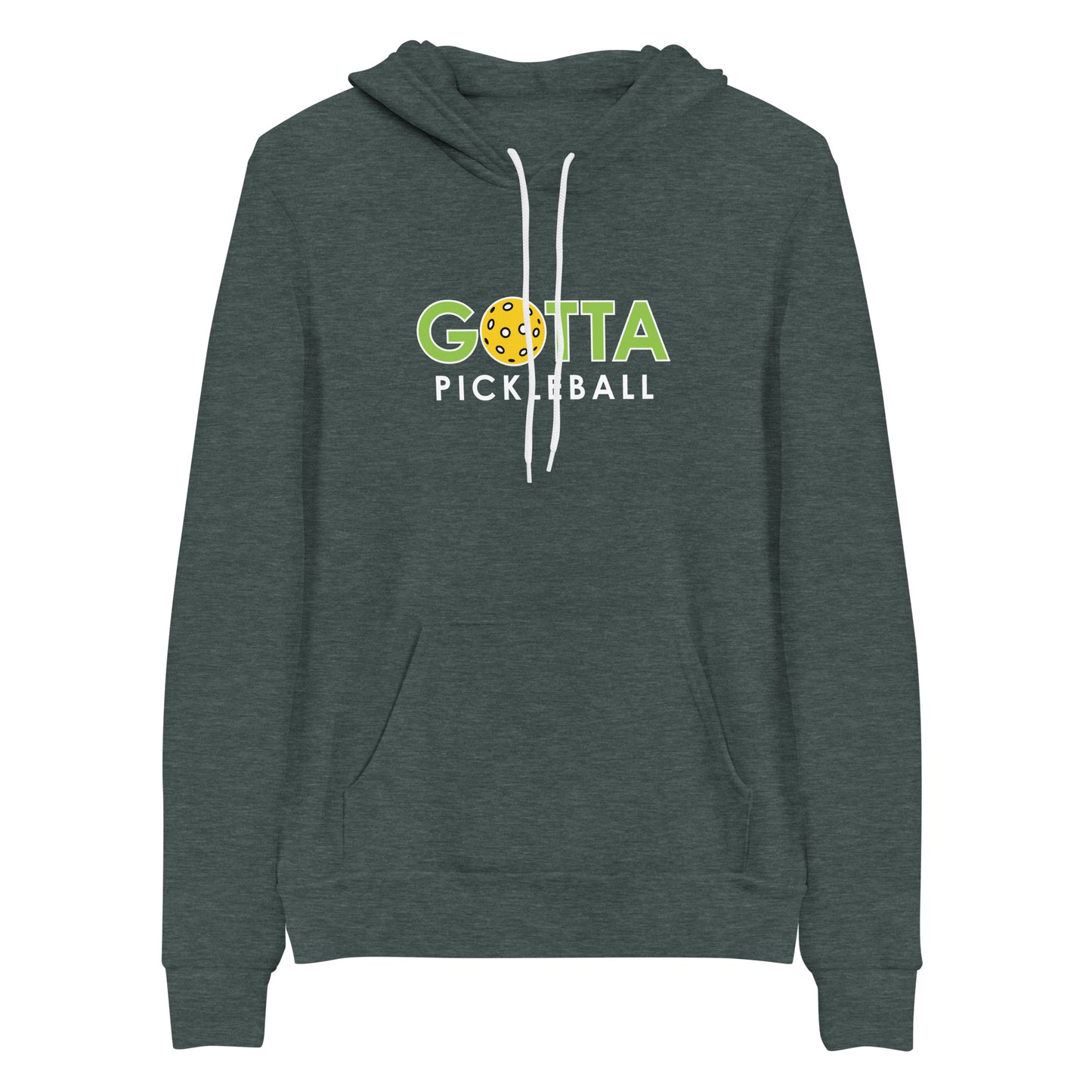 gotta pickleball logo on heather green lightweight fleece pullover hoodie sweatshirt