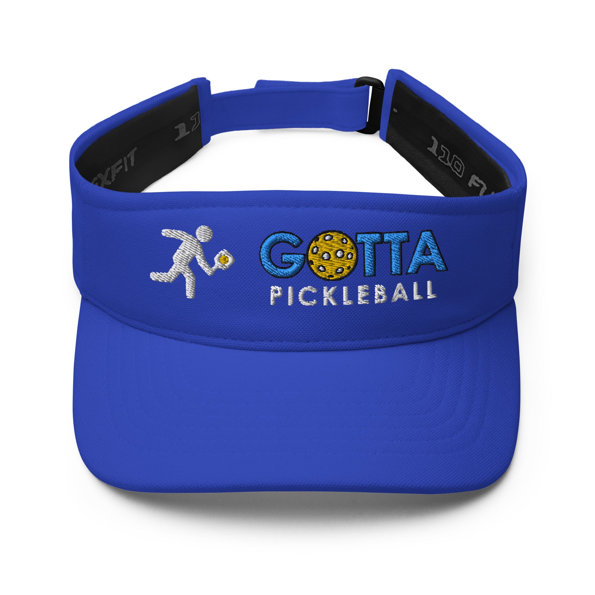 pickleball visor royal blue with embroidered pickleball player and gotta pickleball 