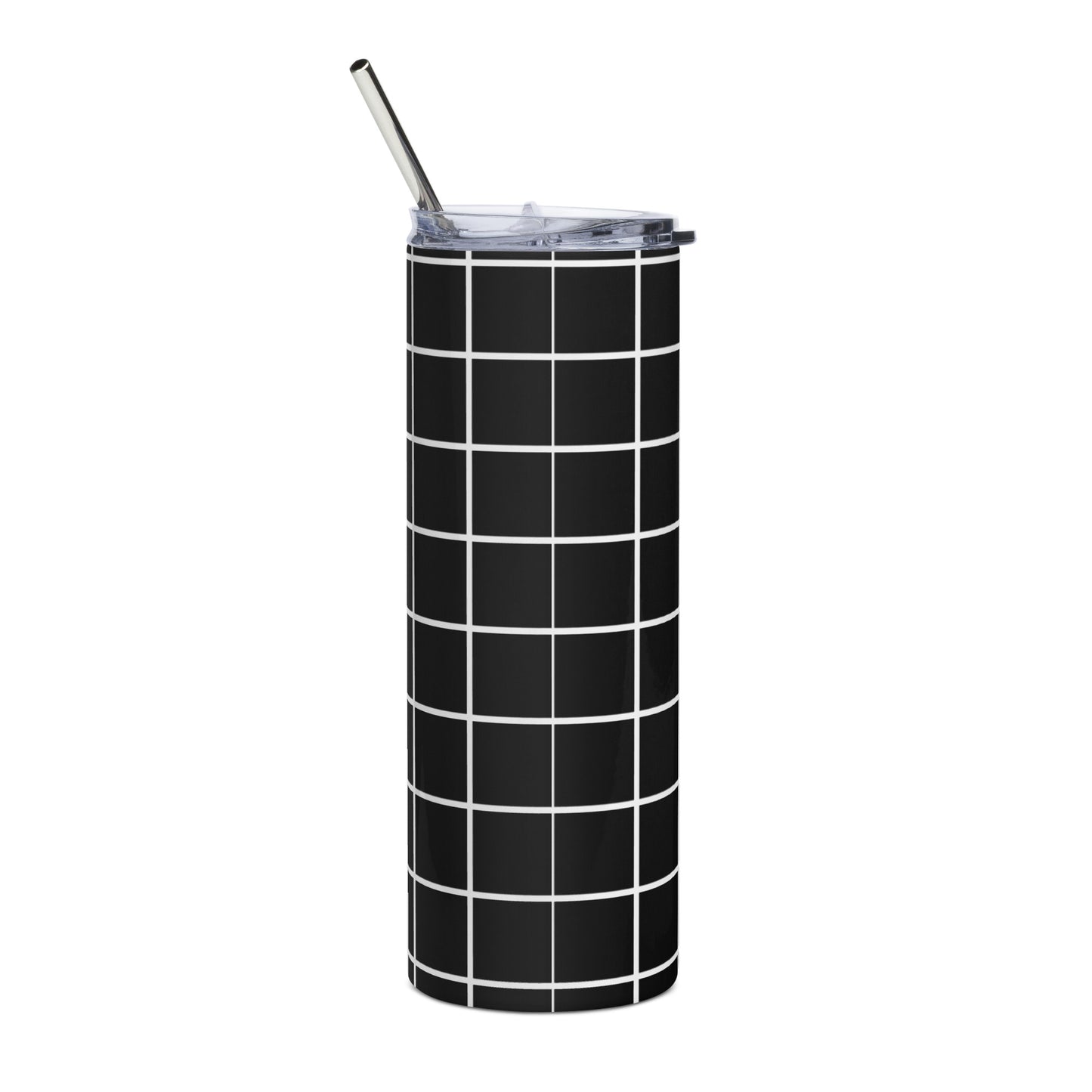 Stainless Steel Tumbler: Gotta Pickleball Logo Green on Black & White Grid