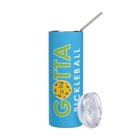 Stainless Steel Tumbler: Gotta Pickleball Logo Green Deep Sky Blue