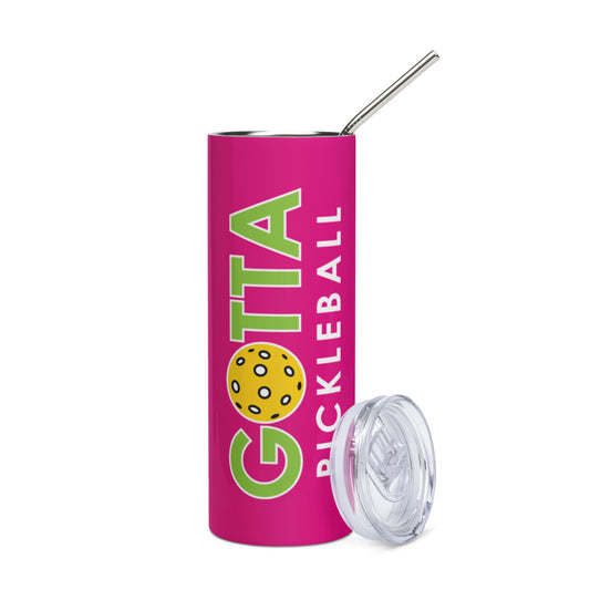 Stainless Steel Tumbler: Gotta Pickleball Logo Green Deep Pink