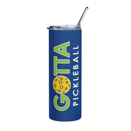 Stainless Steel Tumbler: Gotta Pickleball Logo Green Cerulean Blue