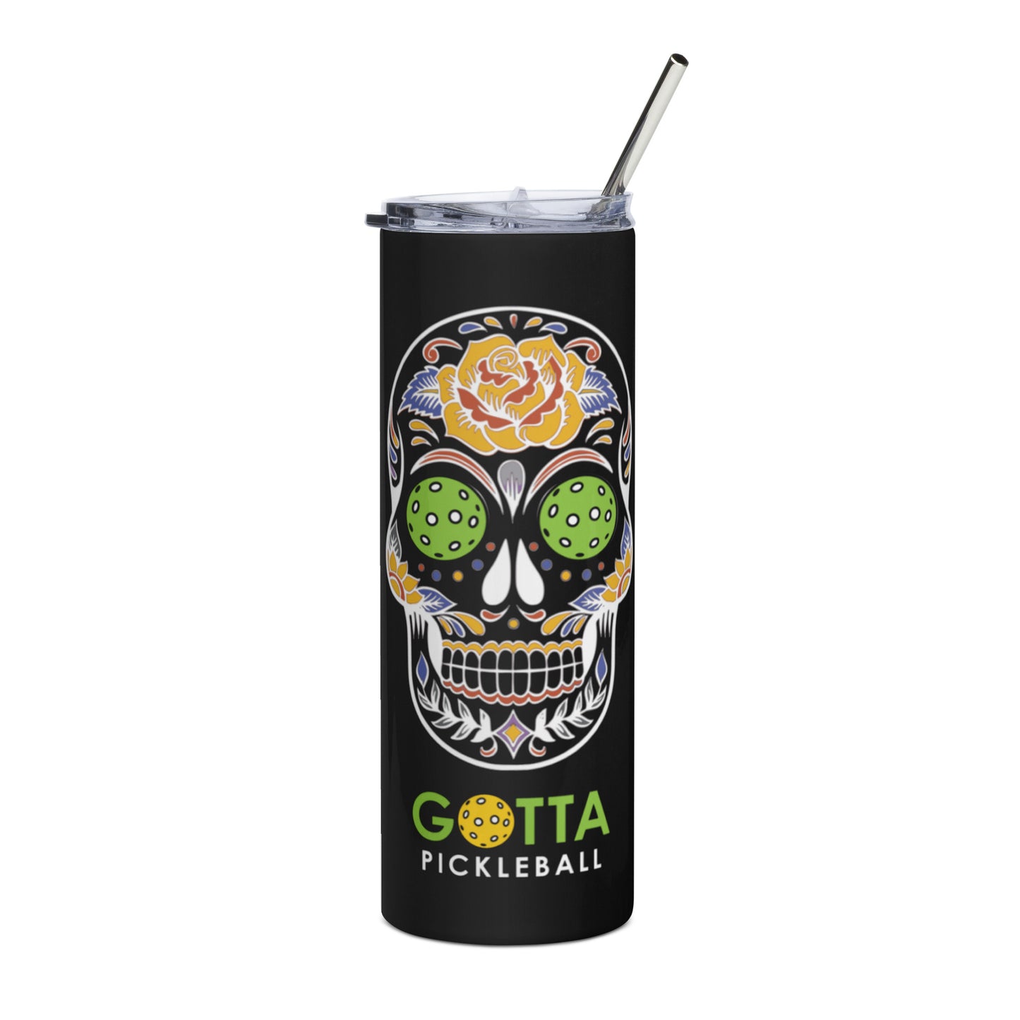 Stainless Steel Tumbler: Gotta Pickleball Logo Green Day of the Dead