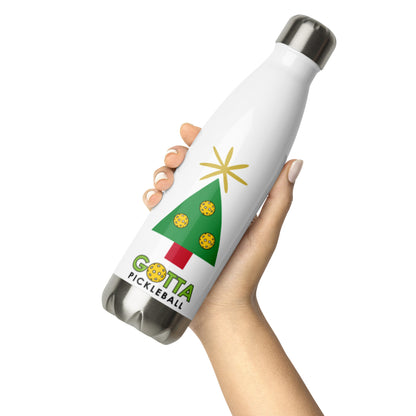 Stainless Steel Water Bottle: Pickleball Christmas Tree