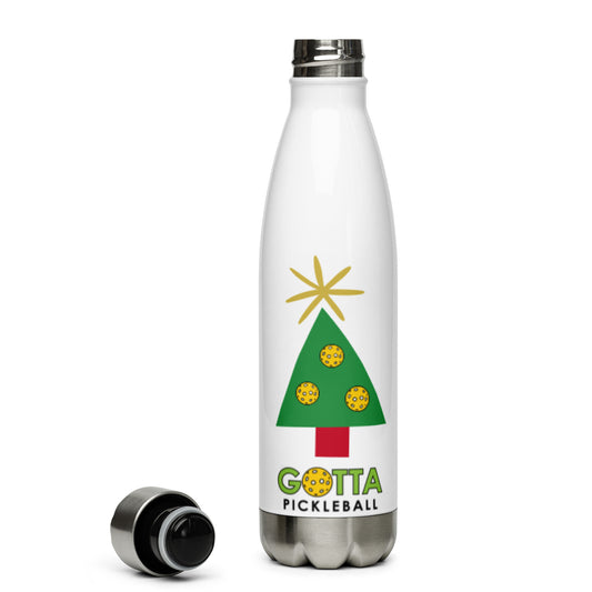 Stainless Steel Water Bottle: Pickleball Christmas Tree