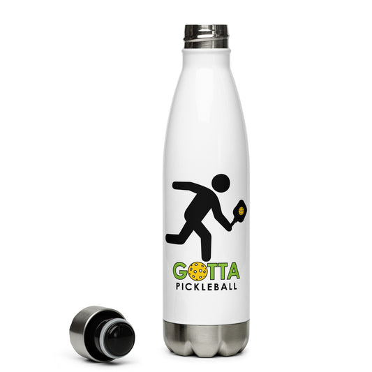 Stainless Steel Water Bottle: Pickleball Player Mascot Ozzie