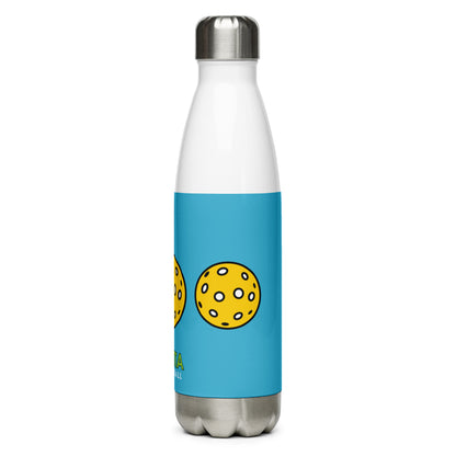 Stainless Steel Water Bottle: Pickleballs Summer Sky Blue