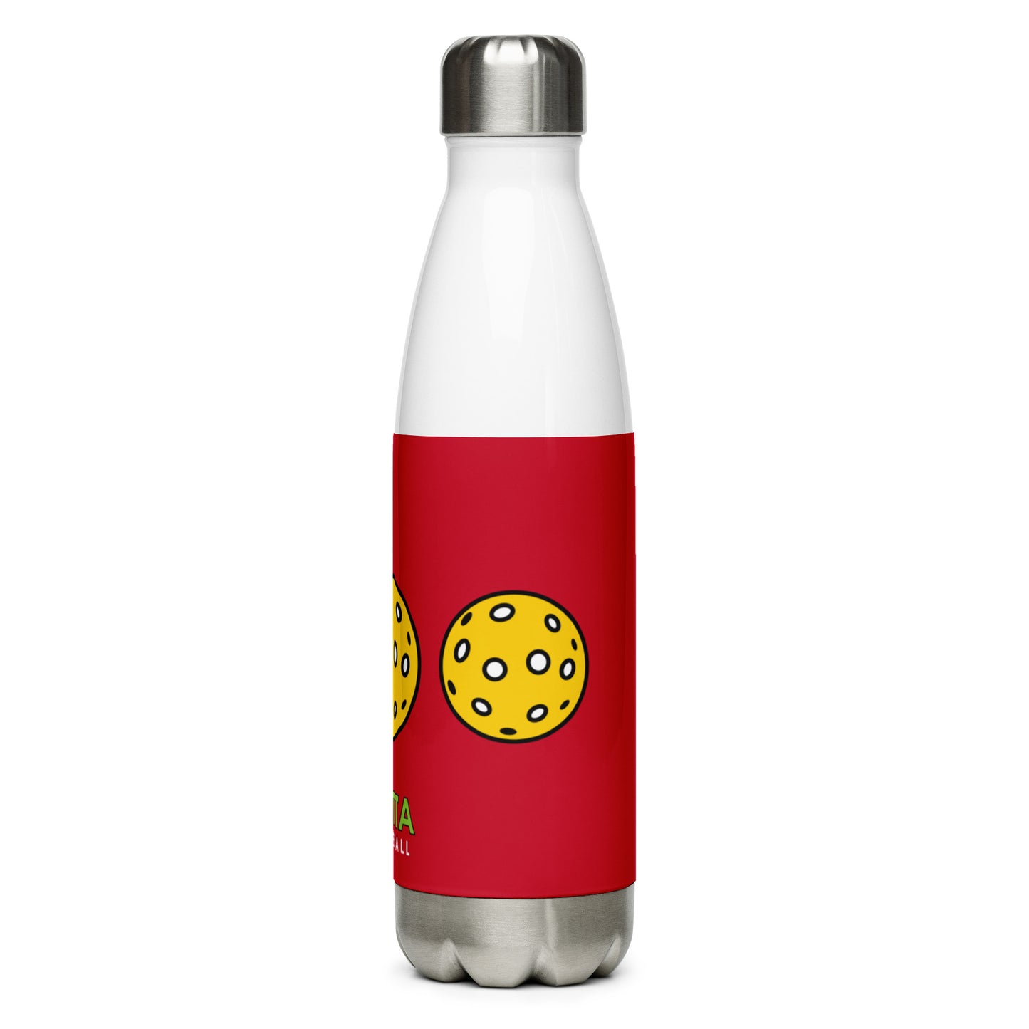 Stainless Steel Water Bottle: Pickleballs Red