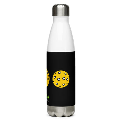Stainless Steel Water Bottle: Pickleballs Black