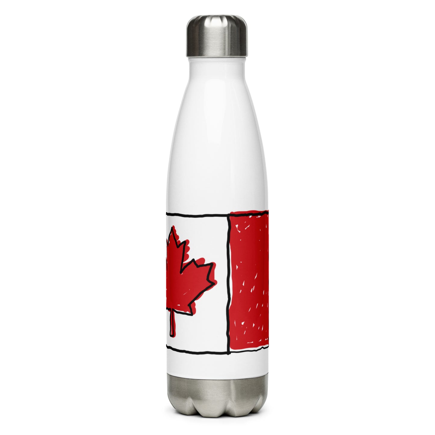 Stainless Steel Water Bottle: Canada Flag Maple Leaf