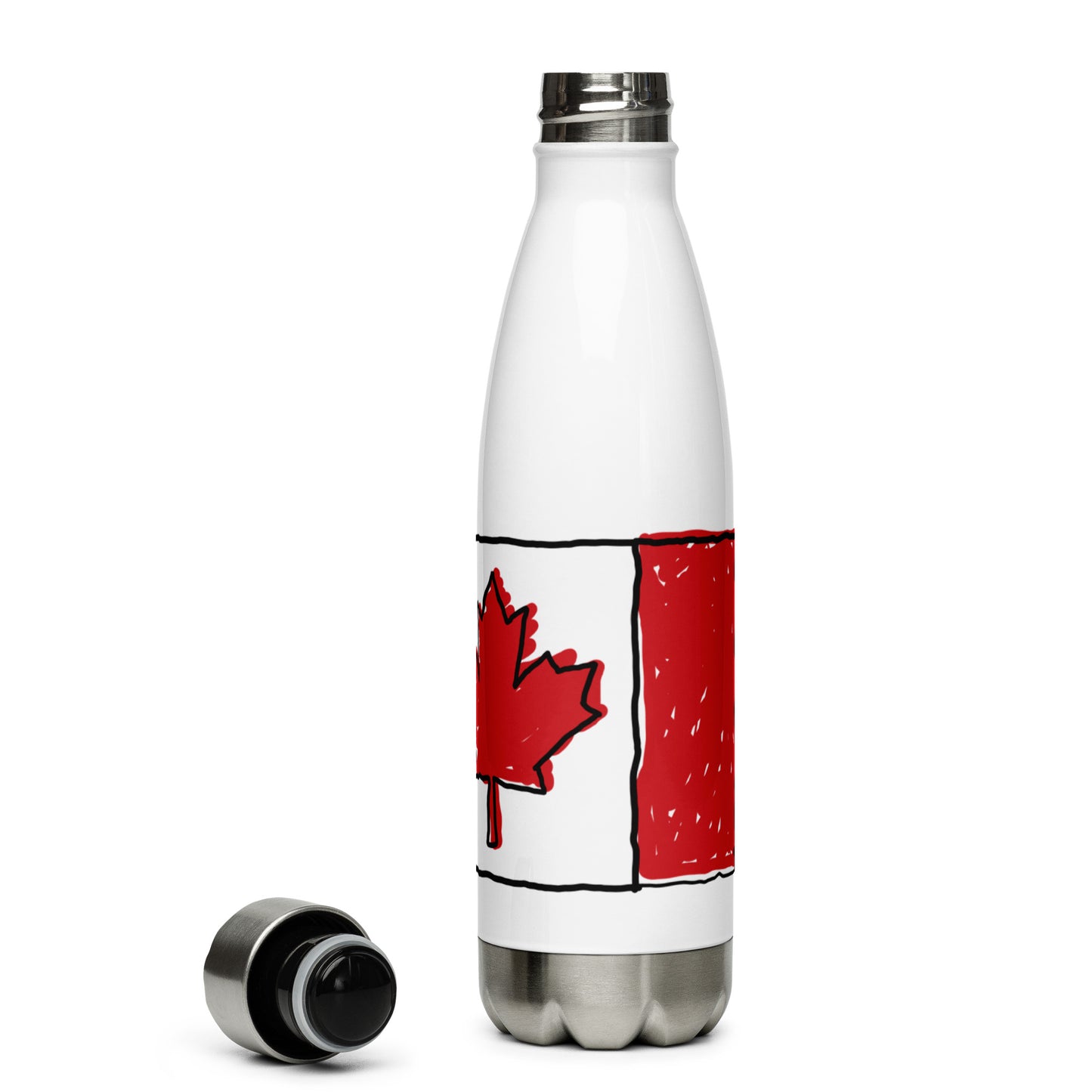 Stainless Steel Water Bottle: Canada Flag Maple Leaf