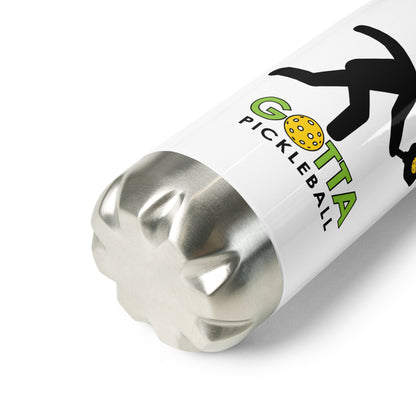 Stainless Steel Water Bottle: Pickleball Player Mascot Ozzie