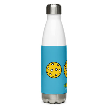 Stainless Steel Water Bottle: Pickleballs Summer Sky Blue