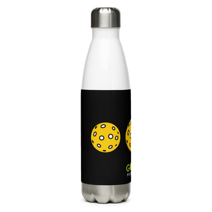 Stainless Steel Water Bottle: Pickleballs Black