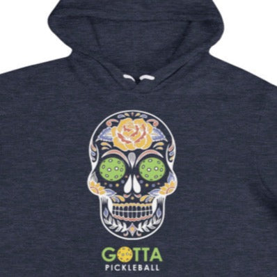 Unisex Hoodie Cotton/Fleece: Day of the Dead Skull with Pickleball Eyes (more colors)
