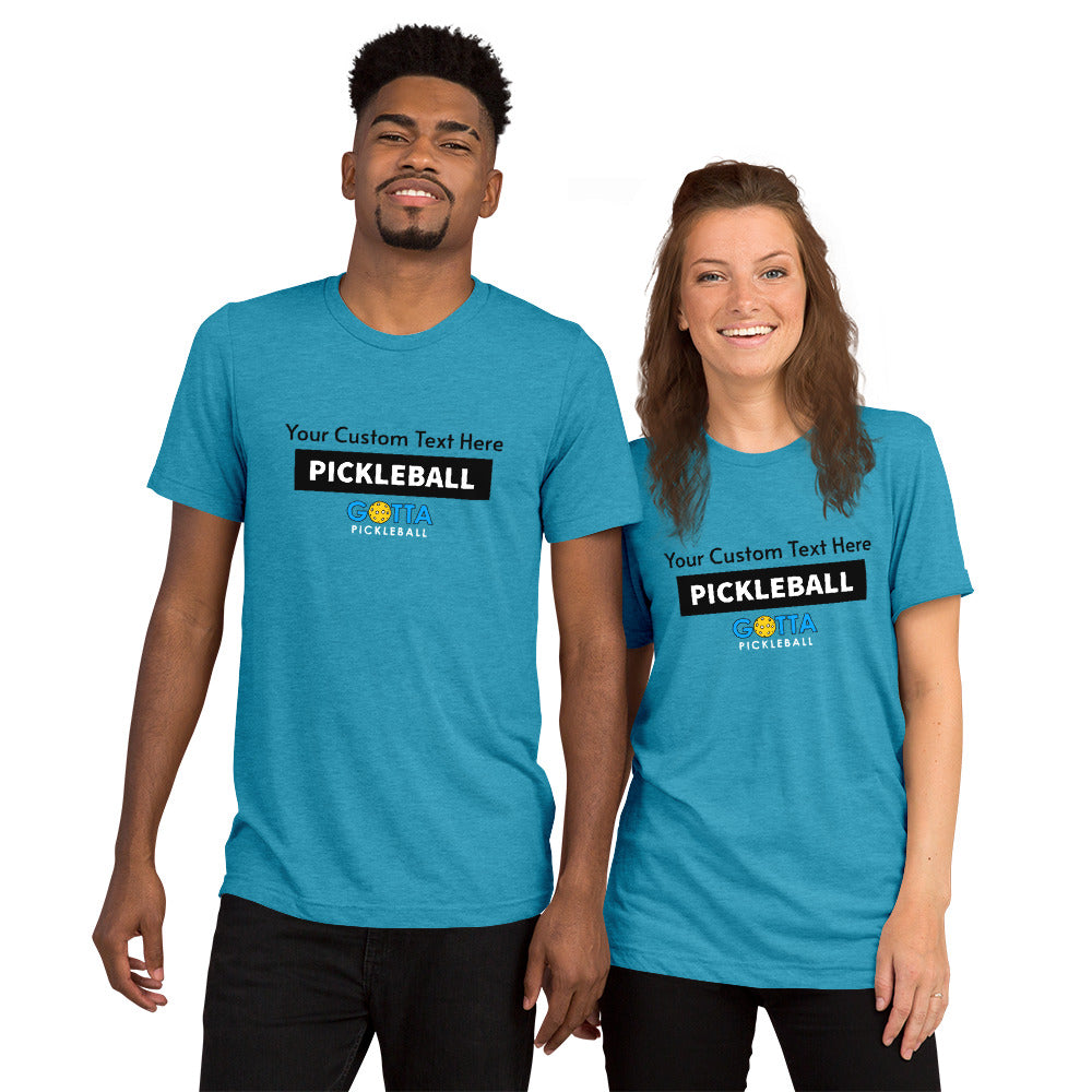 PERSONALIZED PICKLEBALL T SHIRT UNISEX Add your custom text over rectangular pickleball design