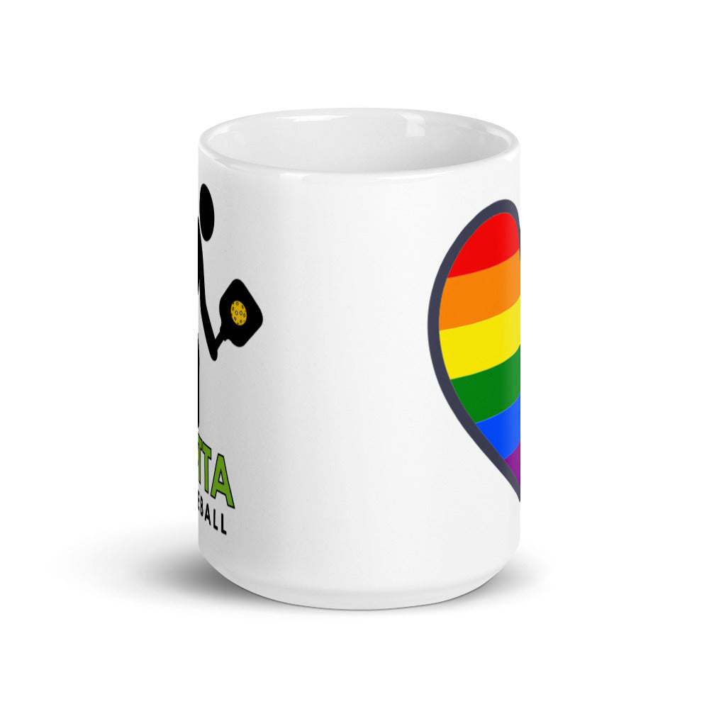 MUG: Gotta Pickleball Player Mascot Ozzie with Pride Heart (more sizes)