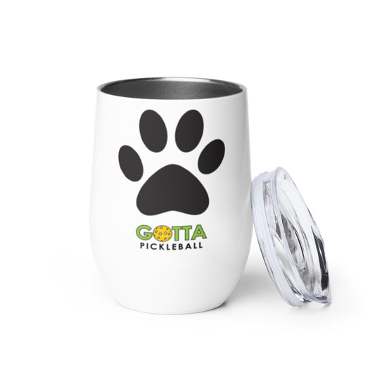 Wine tumbler: Paw Print and Pickleball