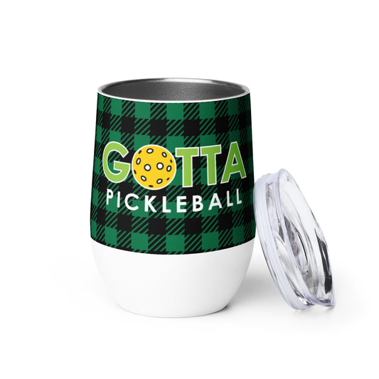 Wine tumbler: Green Plaid