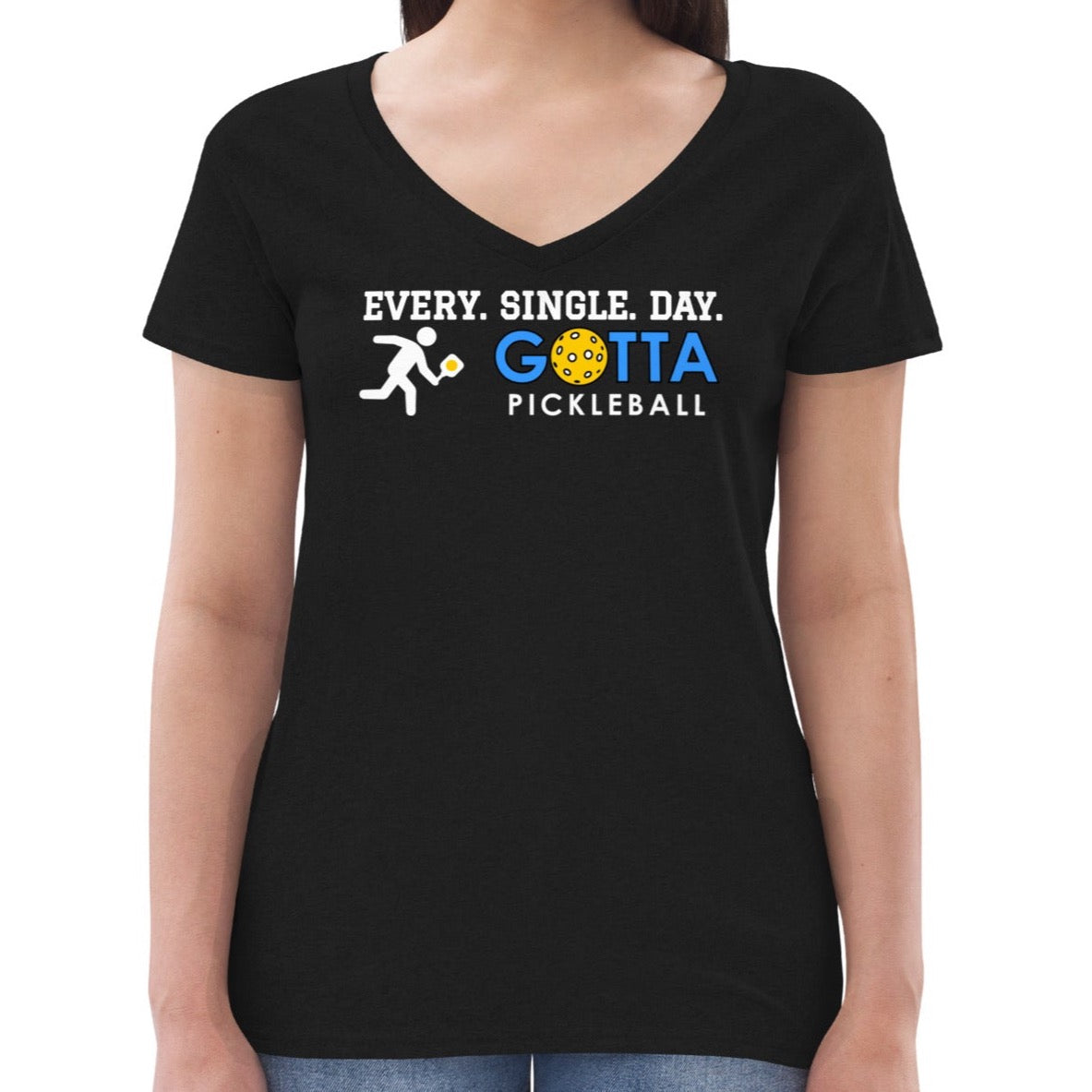 gotta pickleball every single day v-neck t-shirt mascot ozzie with paddle