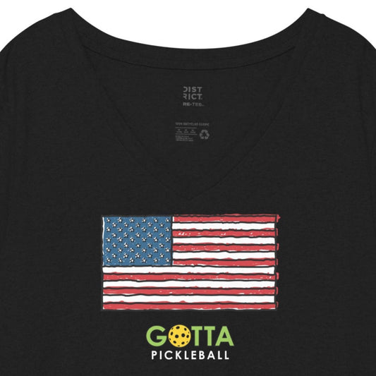 gotta pickleball v-neck t-shirt American flag