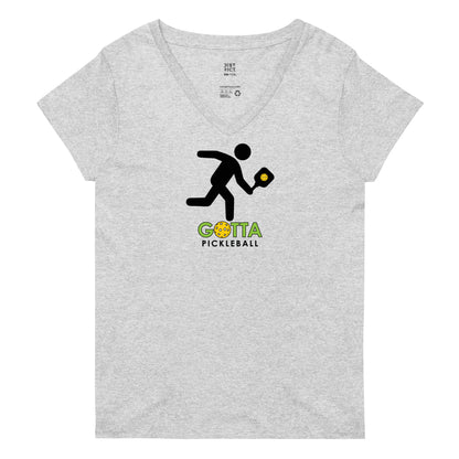 Women's T-Shirt RELAXED FIT: GOTTA PICKLEBALL MASCOT OZZIE V-NECK (more colors)