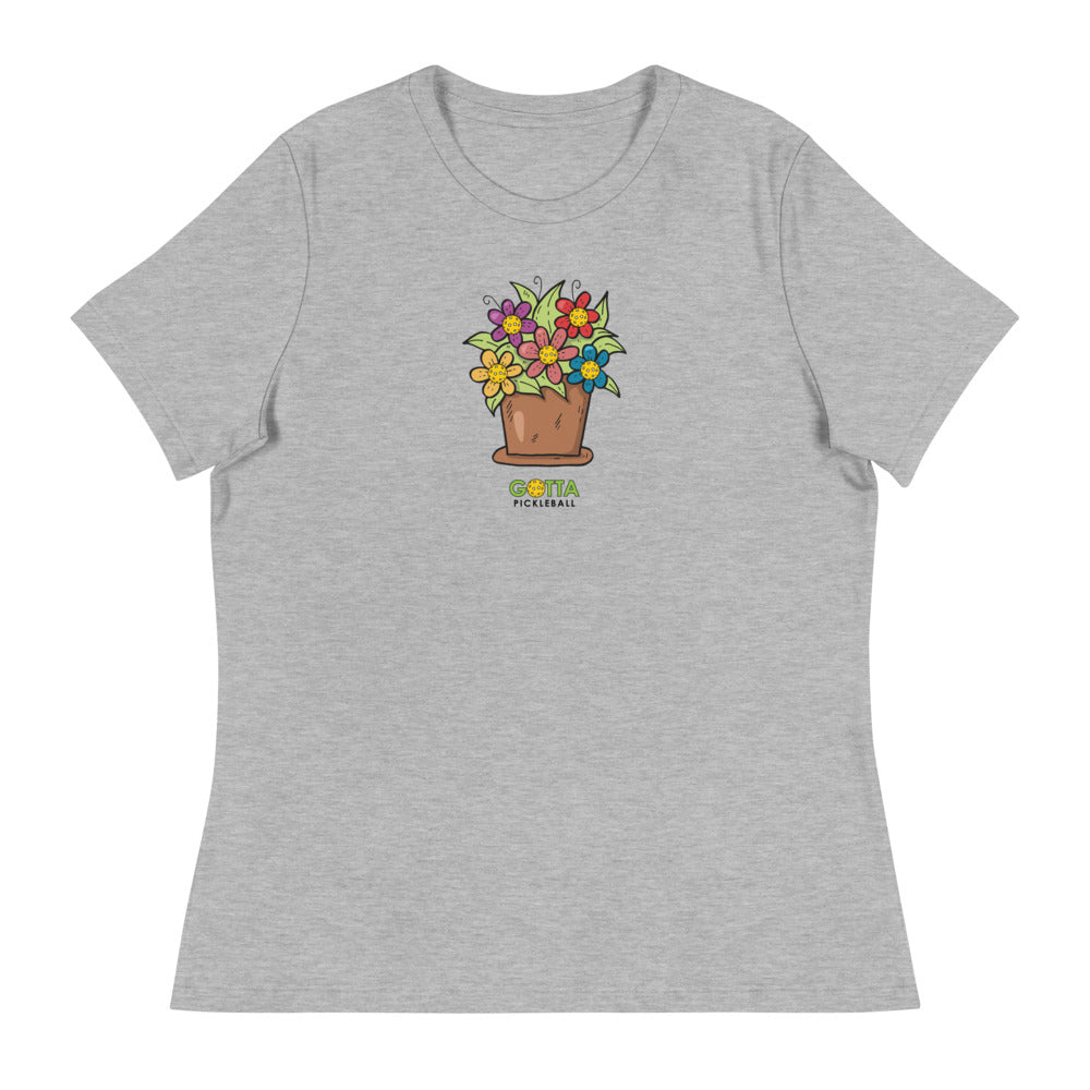 Women's T-Shirt Relaxed: Pickleball Flower Pot (more colors)