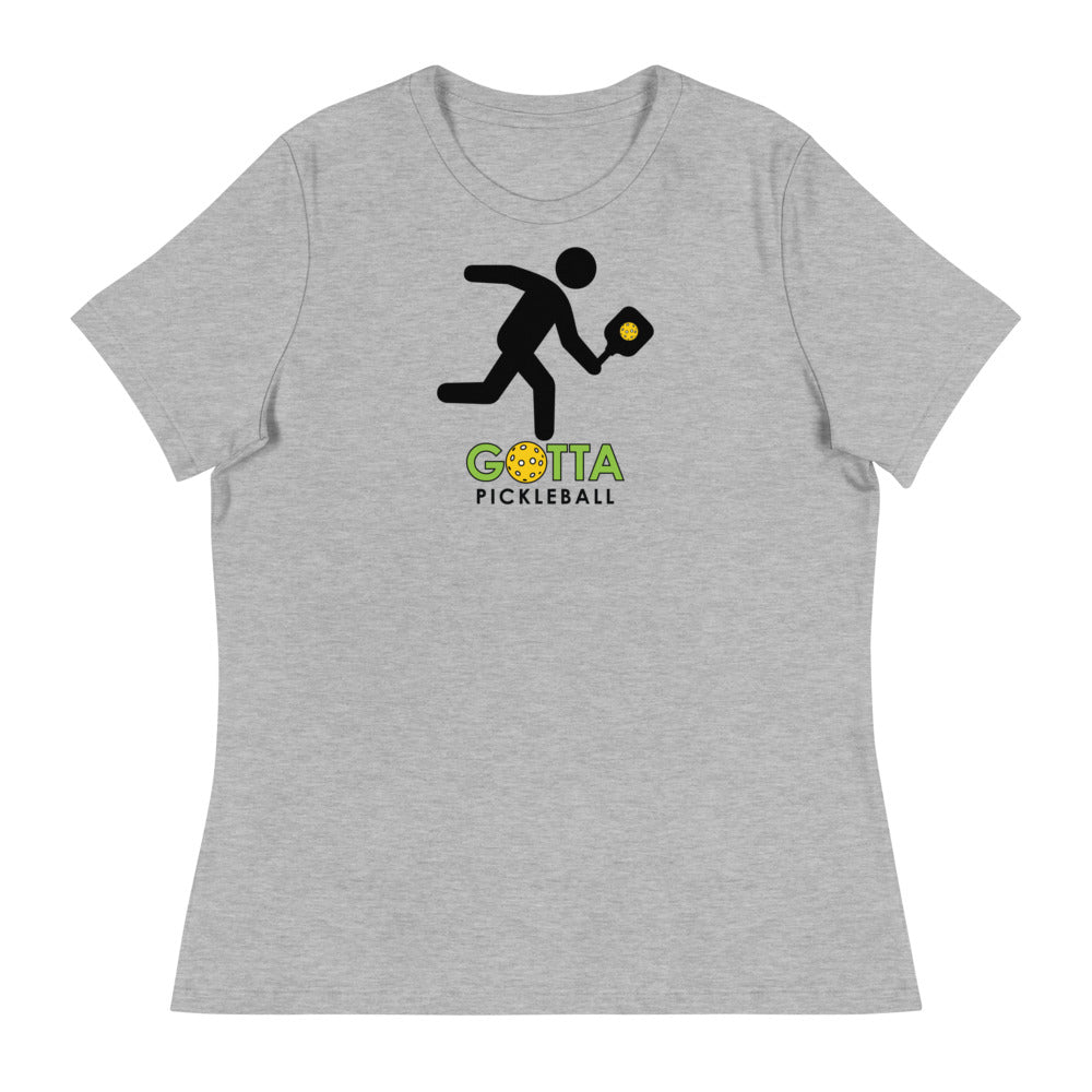 Women's T-Shirt Relaxed: Gotta Pickleball Player Mascot Ozzie Green Logo (More Colors)